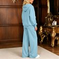 thumbnail image 5 of Szluipve 2 Piece Sets for Women Zip‑Up Hoodie 2 Piece Loungewear Set Drawstring Full Zip Hooded Jacket & Elastic Waist Wide Leg Pants Casual Tracksuit Outfit with Pockets Light Blue 2XL, 5 of 7