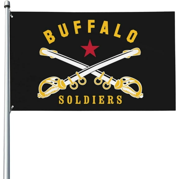 Buffalo Soldier America History Flag 3X5 Ft - UV Fade Resistant - Garden Yard Flag Outdoor Flag with Grommets