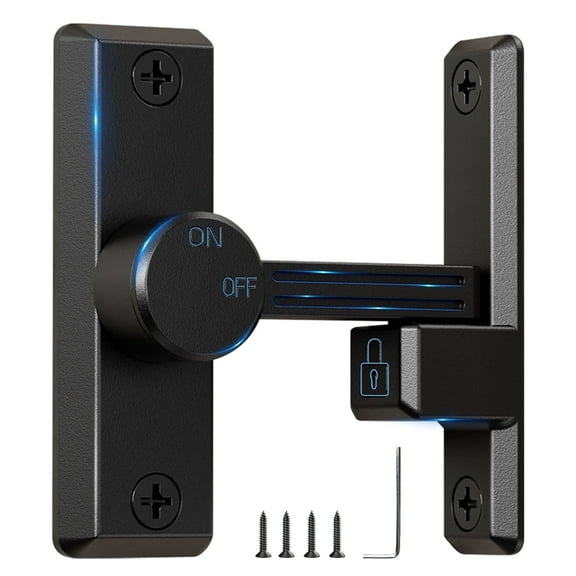Barn Door Lock,90 /180 Degree Heavy Duty Sliding Barn Door Latch Lock,Sliding Door Lock for Bathroom Garage Bedroom Shed Cabinet Barn Door(Black)