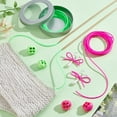 thumbnail image 4 of 4 Pcs Stitch Stopper Set 2 Colors Oval 2-Hole Plastic Cord Locks with 6m Round Silicone Cord Crochet Supplies Needle Tip Stoppers for Hand Knitting DIY Spring Green/Fuchsia Colorful, 4 of 9