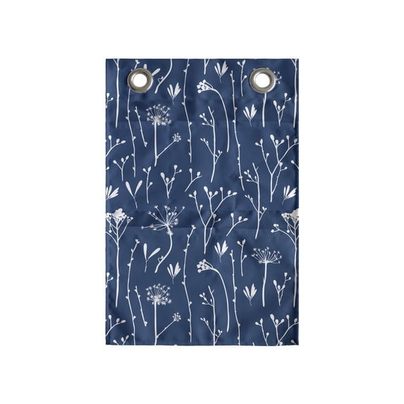 Botanical Hanging Pocket Organizer, Flower Branches Herbs Forest Foliage Plants Meadow Botanical Twig Spring, Printed Polyester Storage Bag with Pockets, 14" x 20", Night Blue White