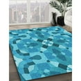 thumbnail image 3 of Ahgly Company Machine Washable Indoor Square Transitional Bright Turquoise Blue Area Rugs, 3' Square, 3 of 7