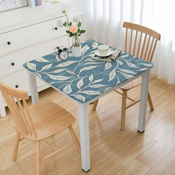 BANET Square Tablecloth with Backing Square Table Cloth Cover Wipeable Spillproof Peva Waterproof Oilcloth Lace Floral Tablecloths white