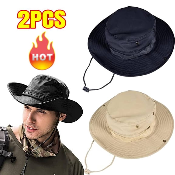 2 PCS Sun Hats for Men Women Boonie Hat UPF 50  Bucket Hat Wide Brim UV Protection Fishing Hiking Safari Outdoor Hats