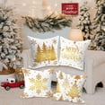 thumbnail image 5 of 20x20 Gold Christmas Pillow Covers Set of 4, Christmas Decorations Pillowcase, Winter Decorative Pillow Case, Merry Christmas Tree Cushion for Indoor Home Bedroom Sofa Xmas Couch Decor, 5 of 6