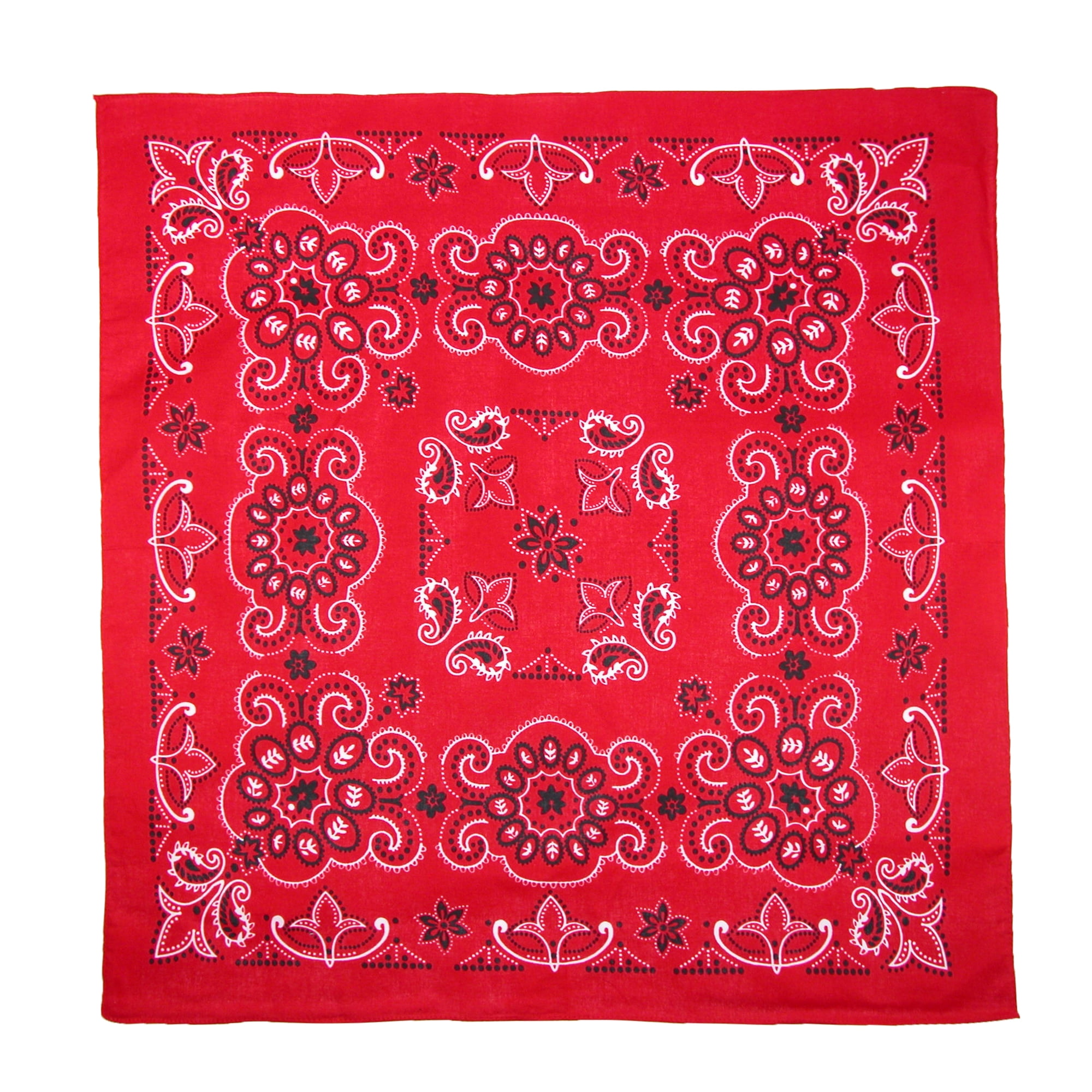 27 x 27 inches Pack of 6 X Large Paisley 100% Cotton Double Sided Printed Bandana 