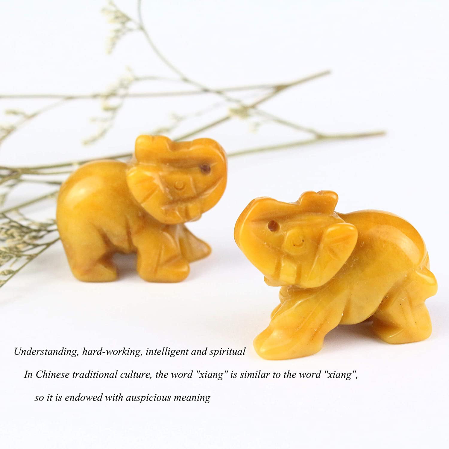 Yellow Jasper pocket elephants Spiritual Support Crystal Healing 