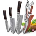 thumbnail image 1 of 3-Piece Chef Knives Set Japanese High Carbon Steel Hammered Blade with Pakkawood Handle and Kitchen Shear Household Cooking Tool, 1 of 7