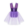thumbnail image 2 of YEAHDOR Kids Girls Sleeveless Shiny Sequins Ballet Dance Dress Ballerina Leotard with Tutu Mesh Skirt Dancewear Purple 14, 2 of 7