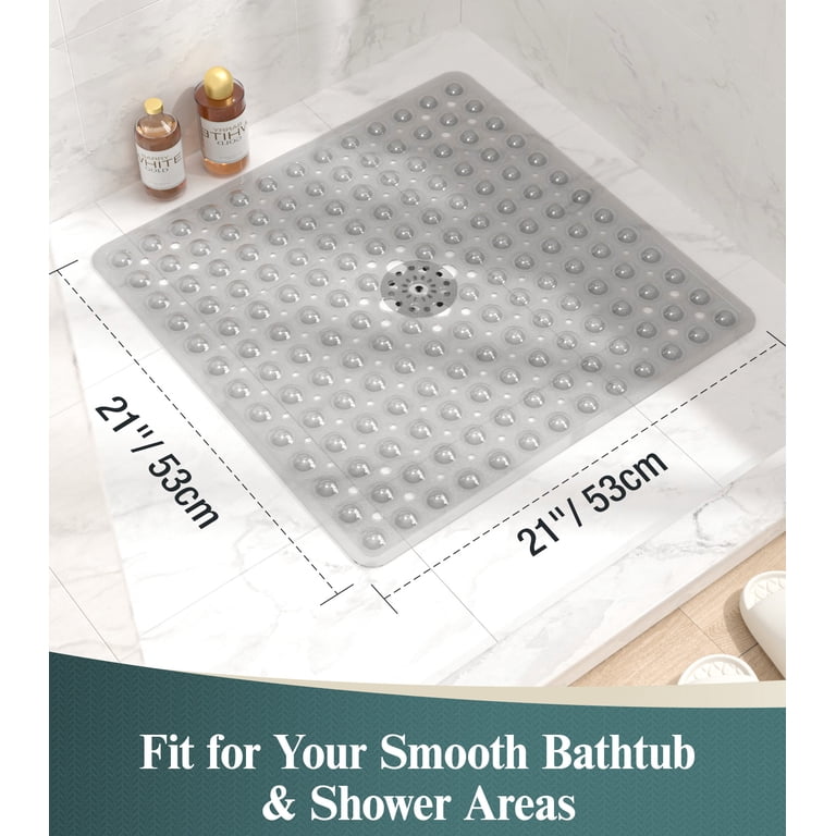 Non-Slip Bathtub Mat with Suction Cups, 21x21 Inch photo 2