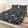 thumbnail image 4 of Erosebridal Bohemian Black Paisley Full Size Sheets, Hippie Elephant Bed Sheets, 4pcs 1 Flat Sheet, 1 Fitted Sheet and 2 Pillowcases, 4 of 5