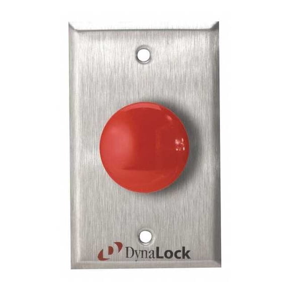 Dynalock Exit Push Button,SS,Red,Red Switch 6230