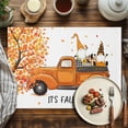 thumbnail image 4 of Gnome Orange Truck Placemats Set of 12 It's Fall Y'll Pumpkin Fall Maple Leaf Heat Insulated Linen Place Mats, Washable Stain-Proof Table Mats for Dining Tables Holiday Decor 13x19inch, 4 of 9
