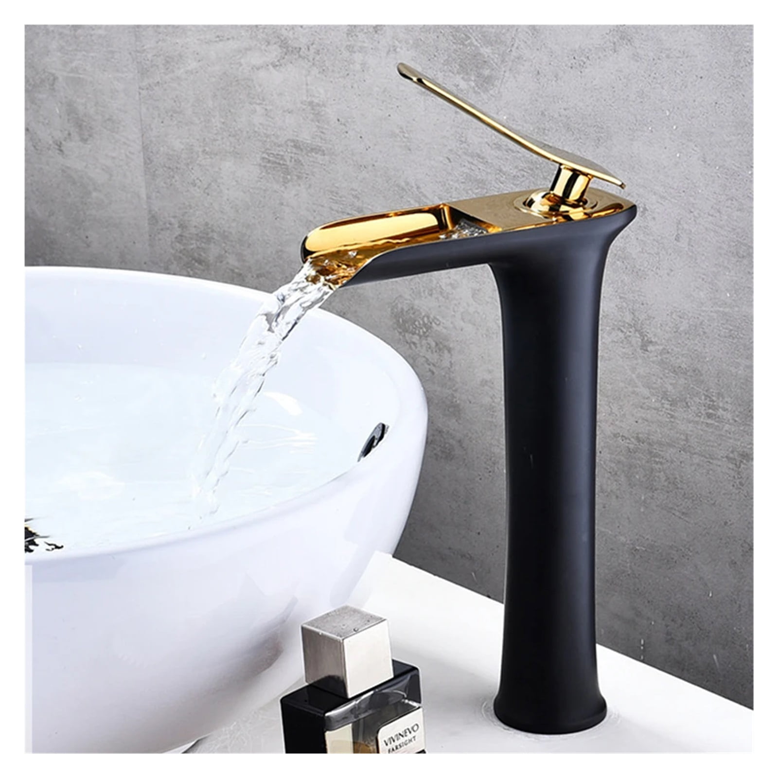 Chrome White Basin Faucet, Deck Mounted Waterfall Bathroom Vessel Sink Mixer Tap, Single Handle Hot Cold Water Tap ,Easy to Install