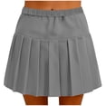 thumbnail image 4 of BRGZLK Pleated Tennis Skirts For Women Casual Solid Color Elastic Waist Loose High Waist Golf Skirt Lightweight Mini Athletic Skorts Workout, 4 of 6