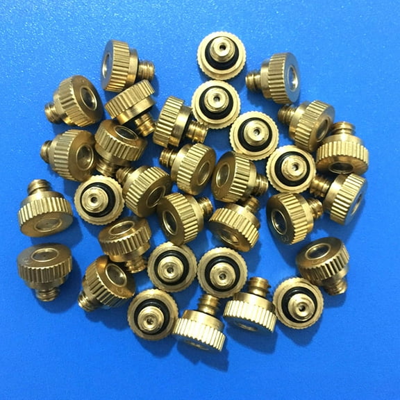 Masteelf  32 PCS Brass Nozzle Water Mister Parts Fogging Spray Head Golden