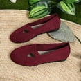 thumbnail image 4 of Miluxas Women’s Flats Shoes Comfortable Knit Solid Color Round Toe Slip on Casual Ballet Flats Dress Shoes Wine 9.5(43), 4 of 7