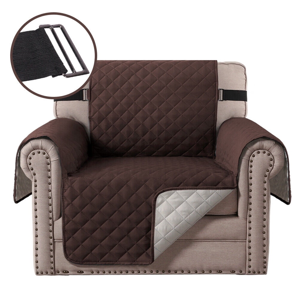 SHANNA Sofa Slipcover Reversible Quilted Sofa Cover, Water Resistant Couch Covers Furniture Protector for Pets Kids, Brown, 3-Seater Sofa Cover