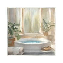 Stupell Industries Cozy Bathtub with Plants Botanical & Floral Painting Unframed Art Print Wall Art, 12 x 12