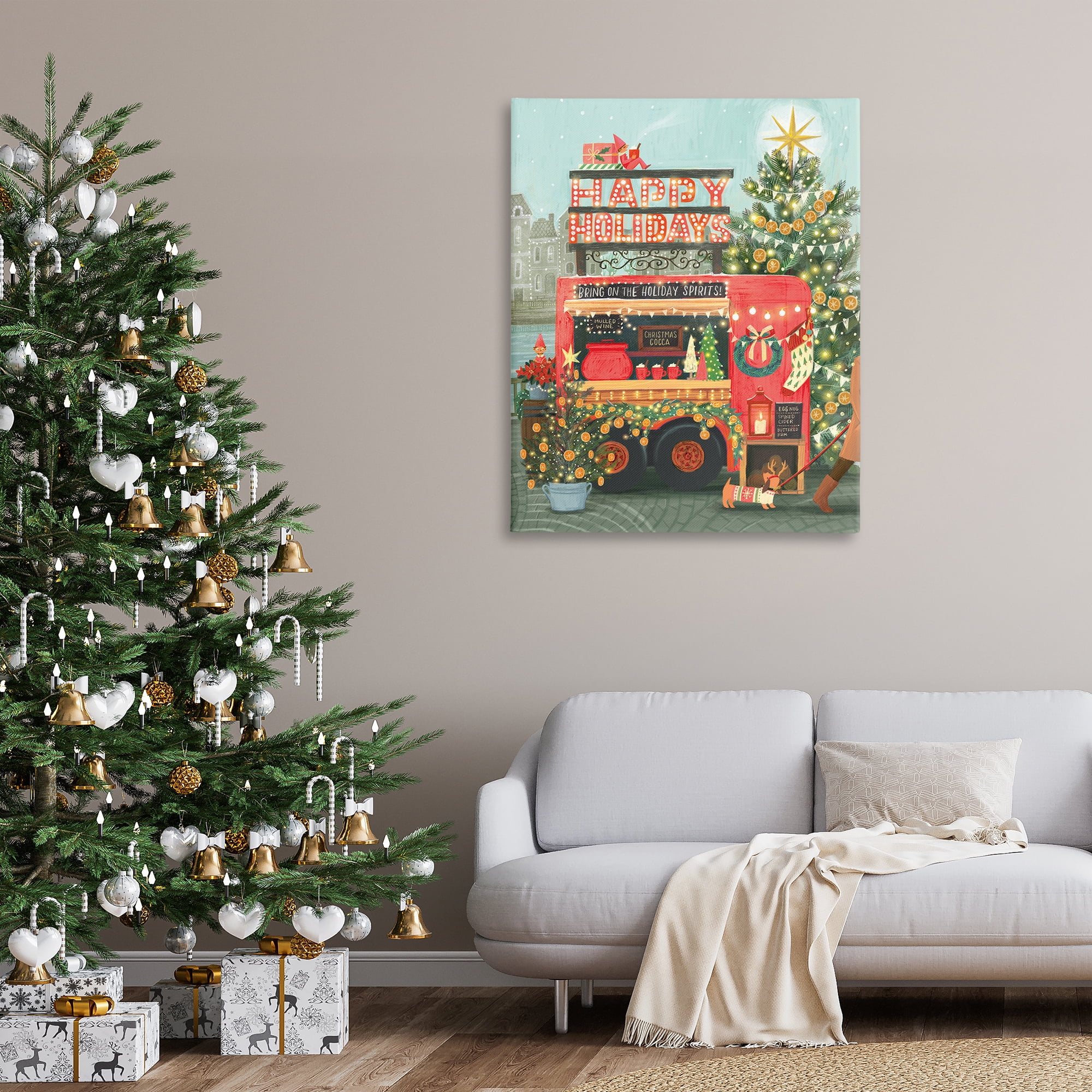 Stupell Industries Christmas Beverage Truck Holiday Painting Gallery Wrapped Canvas Art Prints Wall Art, 36 x 48