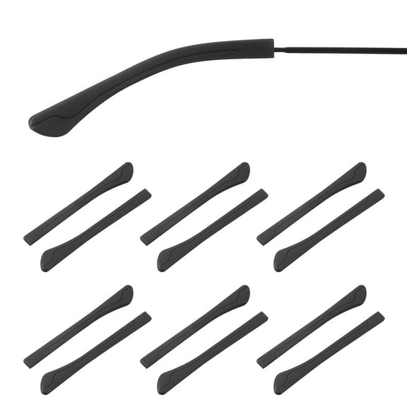 Uxcell 6 Pairs Eye Glass Replacement Temples, Silicone Anti-Slip Eyeglass End Tips Glasses Retainers Fits 1x2mm for Rectangle Thin Metal Eyeglass Sunglasses Temple, Black