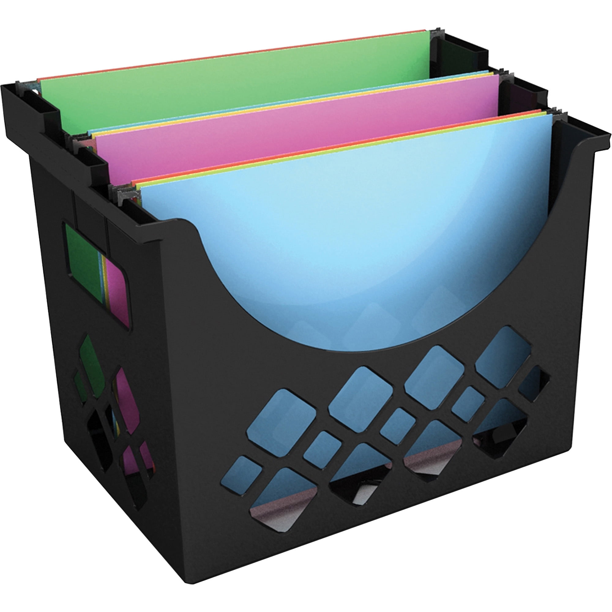Deflect-O Hanging File Holder 3 Compartments 9.6"x8.5"x13.25" Black 39304