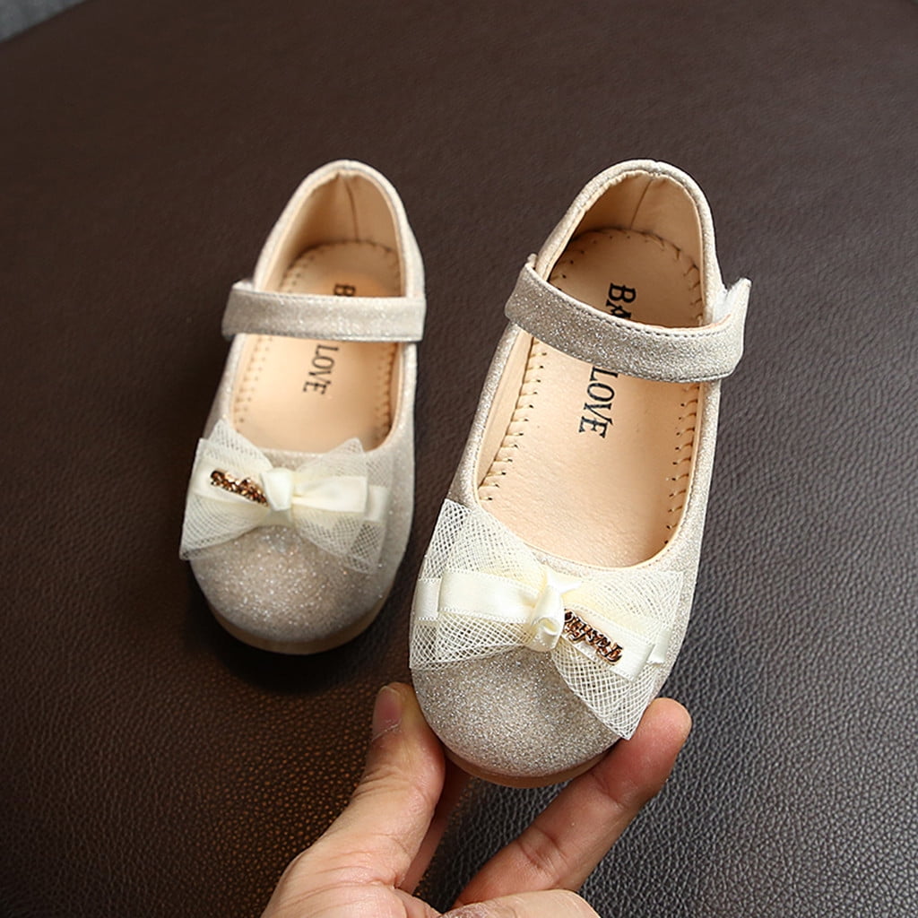 Toddler Infant Kids Girl Lace Butterfly-Knot Bling Single Princess Shoes Leather Casual Shoes 