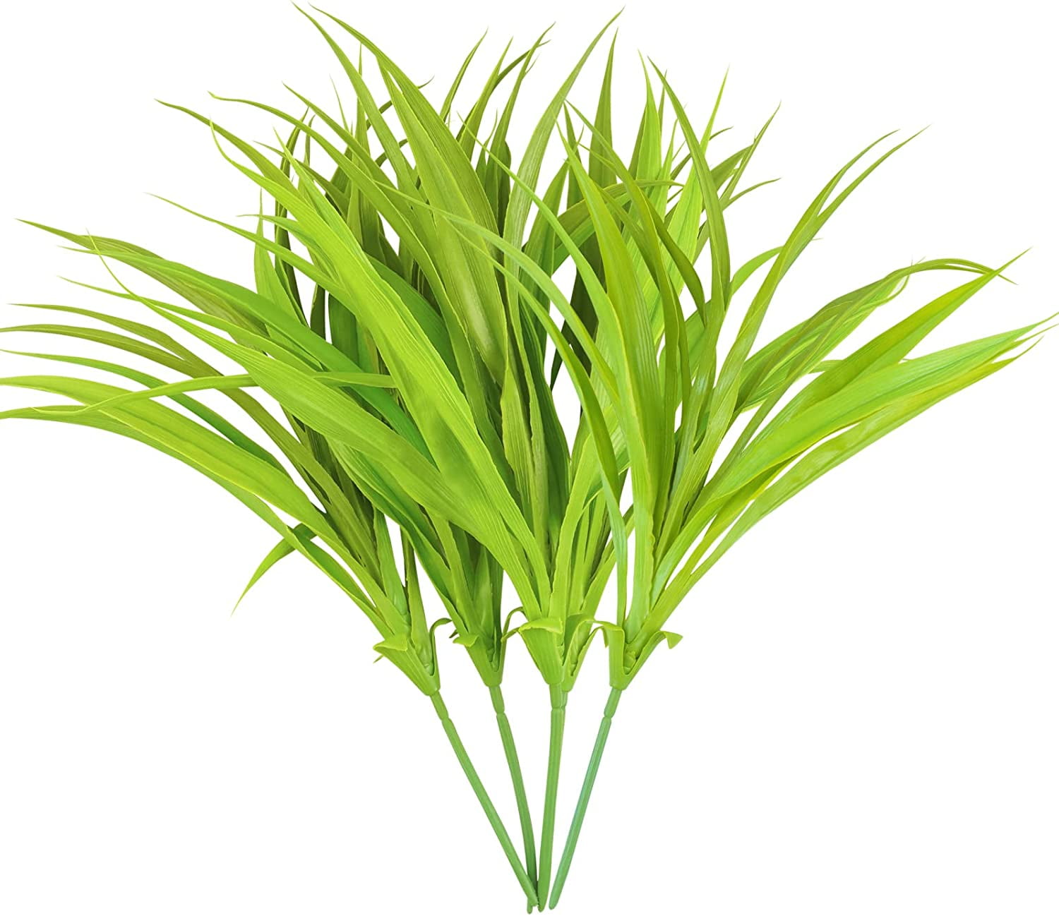 Sinhoon 4Pcs 16’’ Artificial Grass Plants Fake Grass Outdoor Plants Plastic UV Resistant