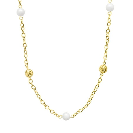 7 mm Freshwater Pearl Station Necklace in 14kt Gold