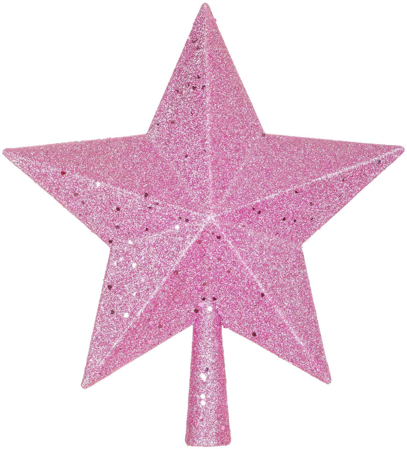 Coolmade Glittered Pink Plastic Christmas Tree Topper, 3.00"