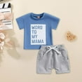 thumbnail image 5 of Gerichy Baby Boy Outfits Toddler Baby Boy Summer Clothes 0 6 12 18 24 Months 2T 3T Letter Print Shorts Set Outfits Baby Boys Short Sleeve Crewneck Print Boys Top Shorts 2 Piece Clothes Set, 5 of 6
