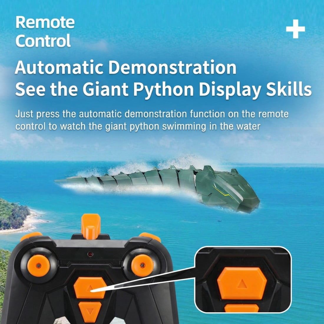 Remote Controlled Camera Mechanical Giant Python - APP & 2.4GHz RC Water Snake with Dual Speed Modes & Bionic Spine, RC Boat Fish for Swimming Pool Lake, Black