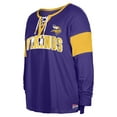 thumbnail image 2 of Women's New Era Purple Minnesota Vikings Plus Size Lace-Up Notch Neck Long Sleeve T-Shirt, 2 of 3