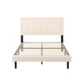 thumbnail image 5 of Gewnee Full Size Bed Frame with Sturdy Wood Slats & Center Leg,No Box Spring Needed,Upholstered Headboard,High Under-Bed Clearance.Beige, 5 of 13
