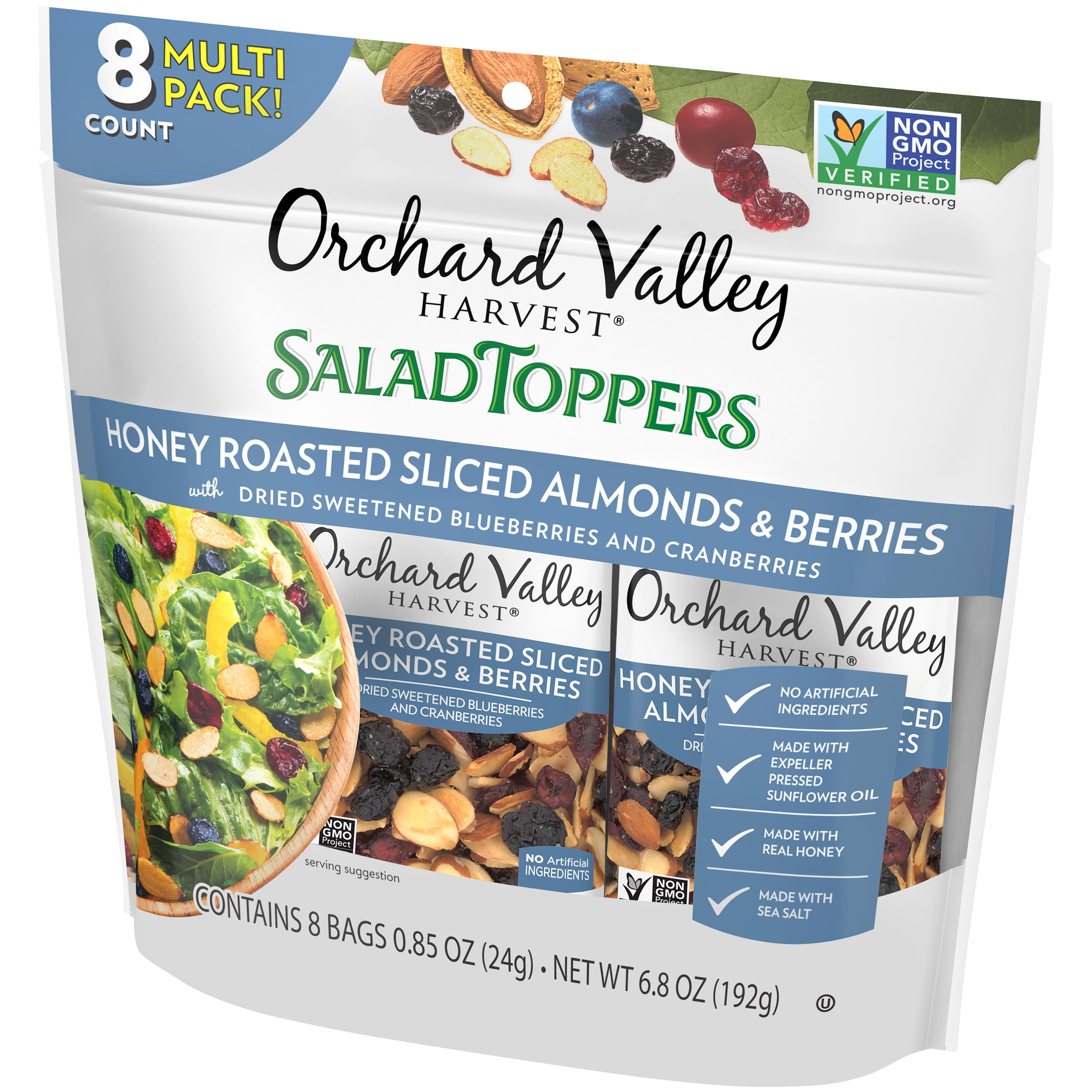 Orchard Valley Harvest Honey Roasted Sliced Almonds & Berries, 0.85 oz (Pack of 8)