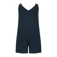 thumbnail image 6 of HaiMao Slim Ropers for Women Summer Casual Solid Spaghetti Strap Short Overalls V Neck Beach Jumpsuit Navy XL(XL), 6 of 9