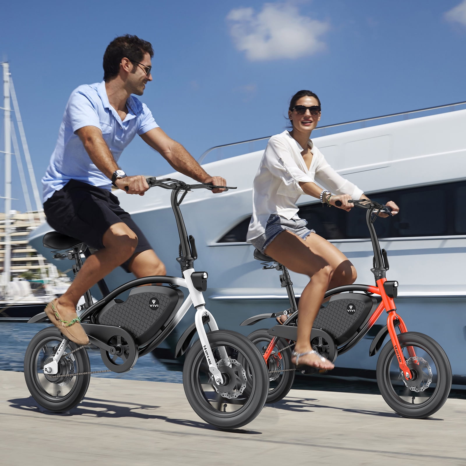 Vivi 14" Electric Bike for Adults with Peak 500W Motor, 20MPH Folding Electric Bicycle with Cruise Control, 40Miles(Pedal-Assist) Commuting Ebike with 48V 374.4WH Battery, Integrated Wheels, UL 2849