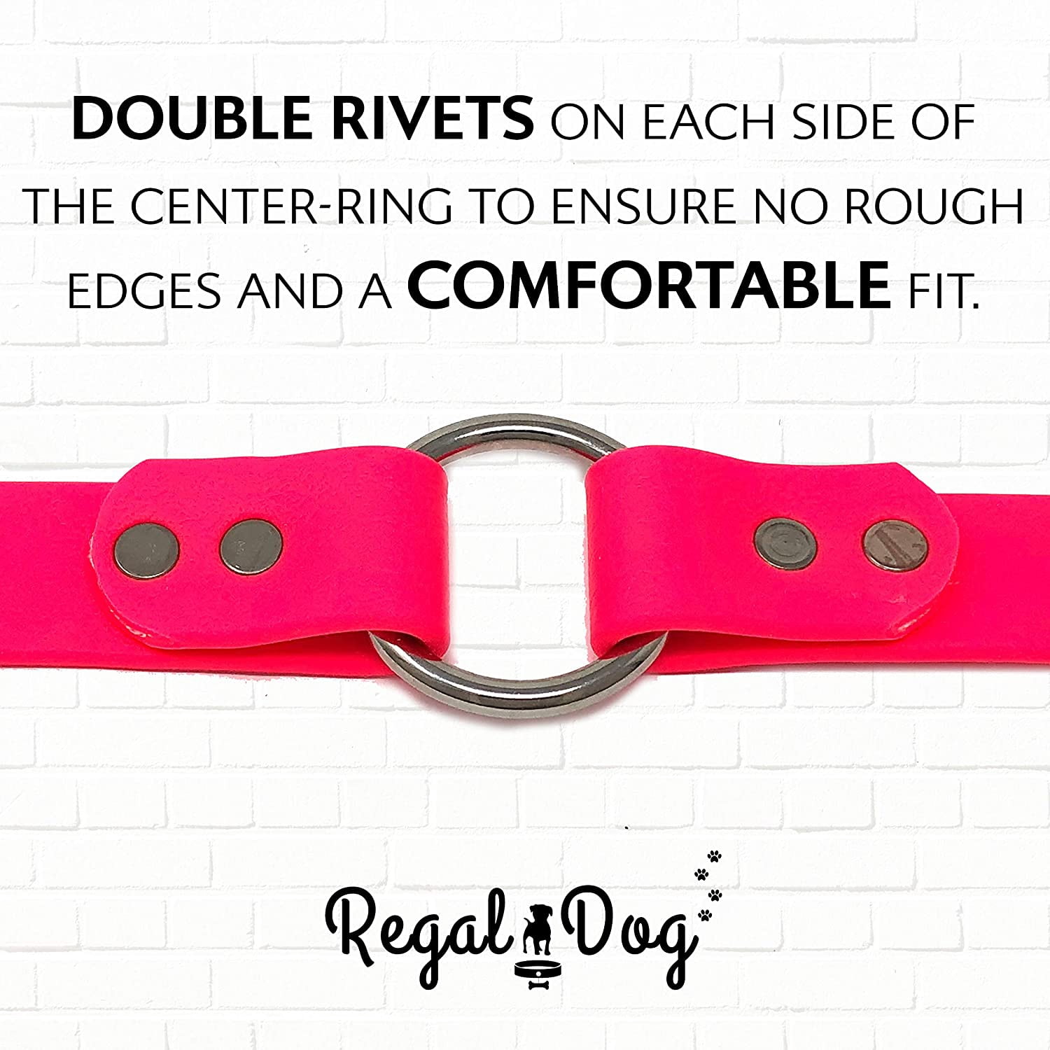 Regal Dog Products Waterproof Collar Heavy Duty Center Ring with D ring