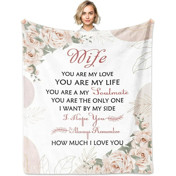 XZYG Couverture Cadeaux pour Femme Fête des Mères Cadeaux pour Épouse de la Part du Mari Cadeaux d'Anniversaire pour Épouse Idées de Cadeaux pour Épouse pour Anniversaire Saint-Valentin Noël à Ma Femme Couverture de la Part du Mari (60*80 Pouces)