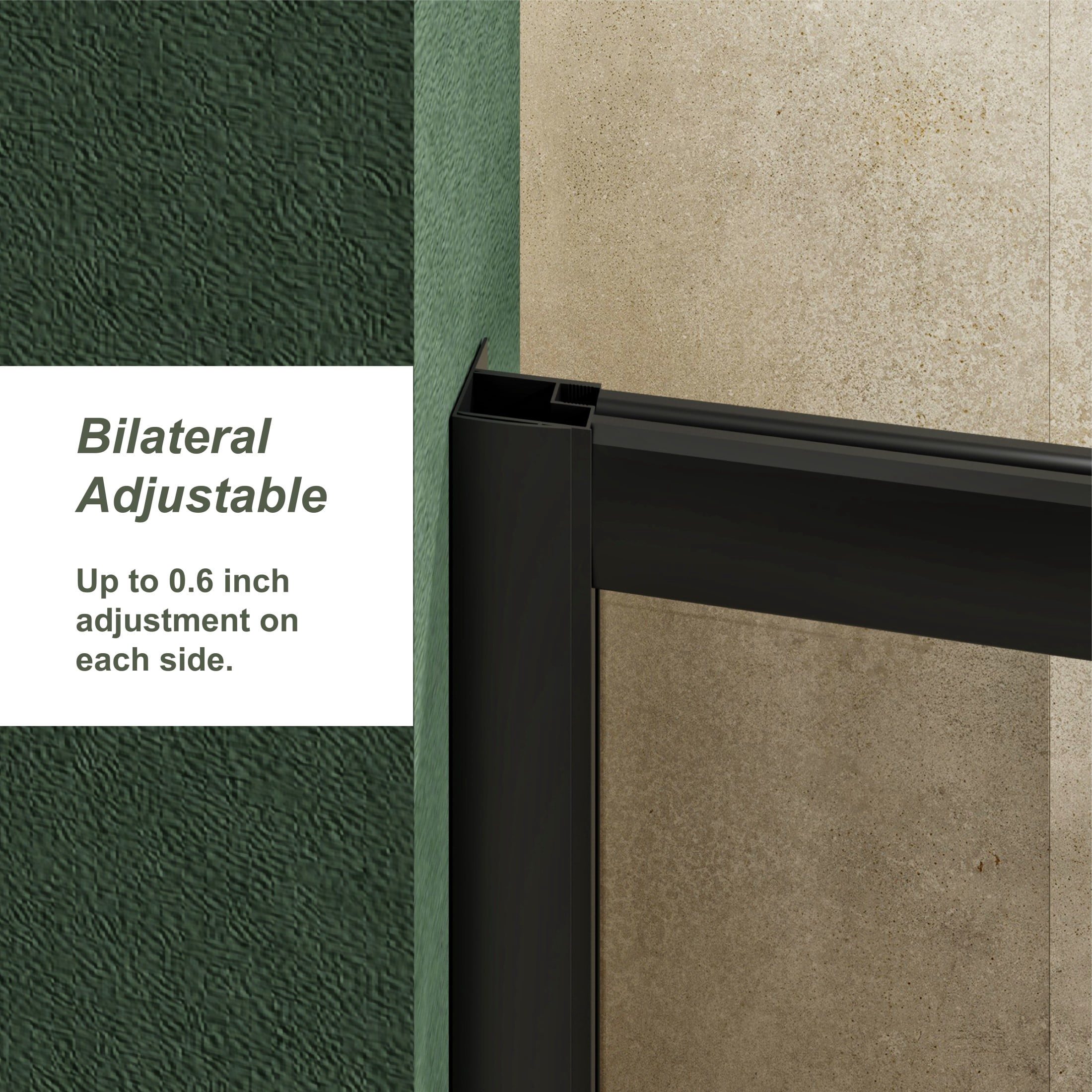 Noble House 60" x 72" Single Sliding Shower Door, 1/5" Clear Tempered Glass with Stainless Steel Handle, Matt Black