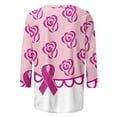thumbnail image 3 of Vivianyo HD Women's 3/4 Sleeve Graphic Print Top, Straight Hem Crew Neck Pullover Blouse, Casual Tee for Charity Event and Daily Social Gathering, Sizes S-5XL, 3 of 5