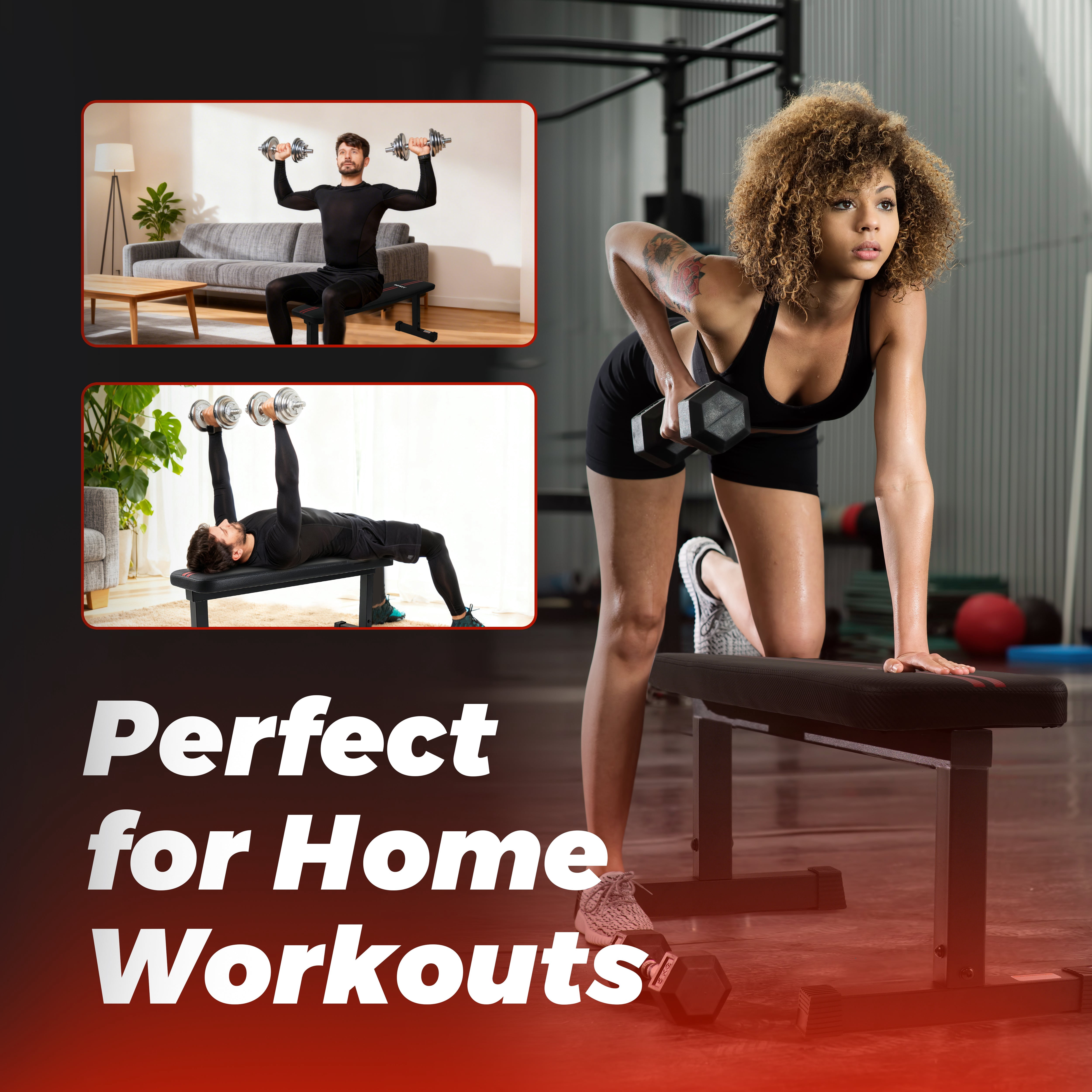 XPRT Fitness FB100 Flat Weight Bench – Heavy-Duty Steel Strength Training Bench for Home Gym