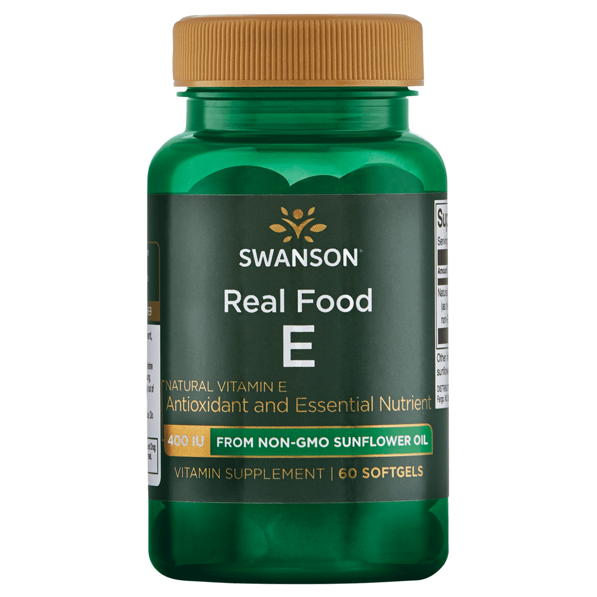 Swanson Real Food E from Non-gmo Sunflower Oil 400 Iu 60 Softgels