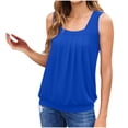 thumbnail image 5 of VBTAPA Womens Tank Tops Summer Casual Square Neck Sleeveless Tops Loose Flowy Pleated Shirt with Curved Hem Blue XXL, 5 of 8