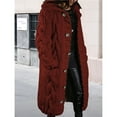 thumbnail image 3 of Cárdigan de Larga de Punto Grueso para Mujer, Suéter de Otoño Invierno de Gran Tamaño con Botones y Bolsillo. Vino Tinto L, 3 of 7