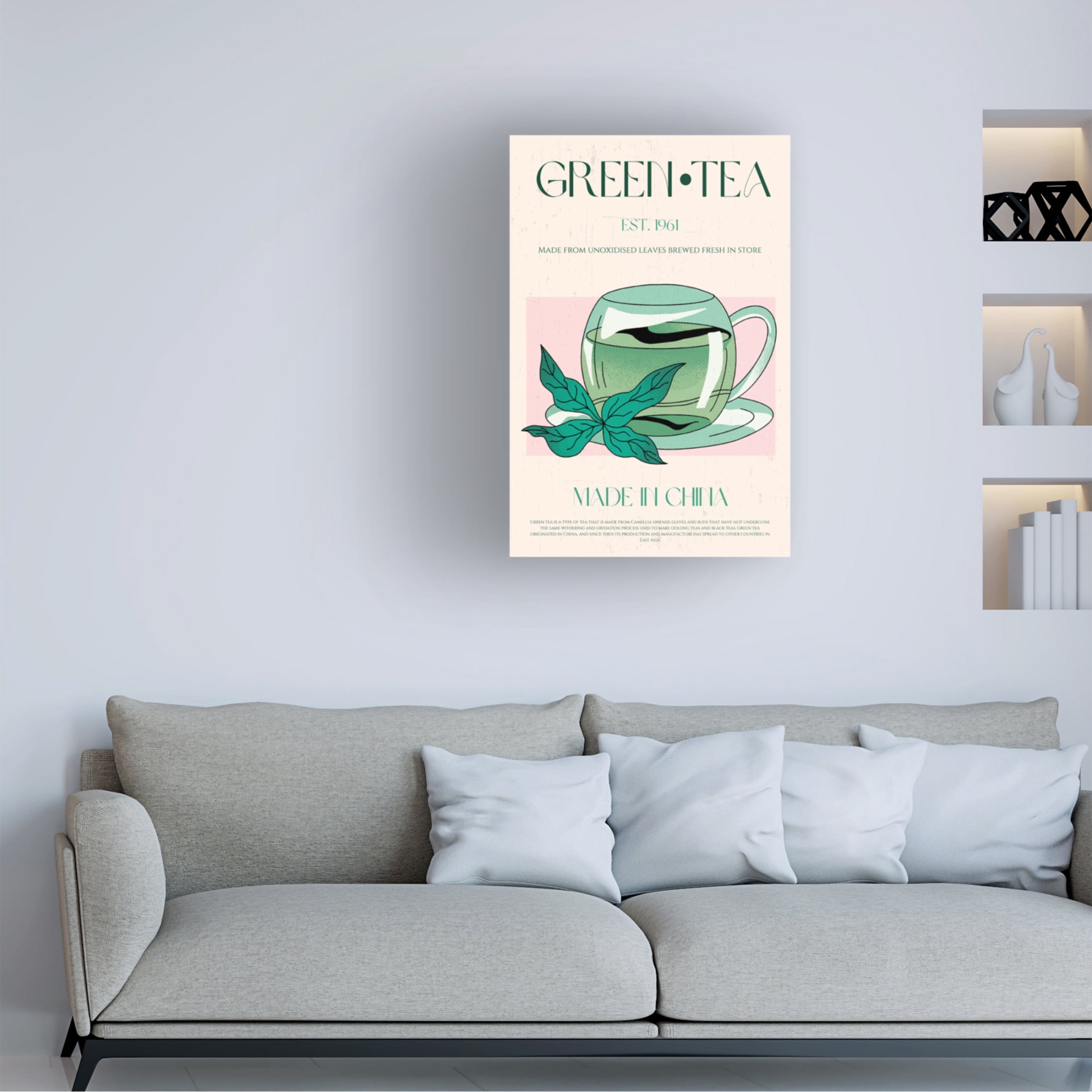 Canvas Wall Art - Nazma Khokhar 'Green Tea No1' Wall Art for Living Room, Bedroom, or Office D?cor by Trademark Fine Art - 12 x 19 Inches