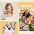 thumbnail image 6 of 5 Pack Foldable Shopping Bag,Beige Christmas Santa and Animal Pattern Reusable Grocery Bags with Pockets,Large Reusable Tote Bags with Handles Waterproof & Lightweight, 6 of 6
