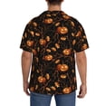 thumbnail image 3 of Lsque Halloween With Pumpkins print Men's Cuban Collar Short Sleeve Shirt Summer Beachwear Casual Button Down Fashionable Vacation Leisure Shirt-XX-Large, 3 of 7