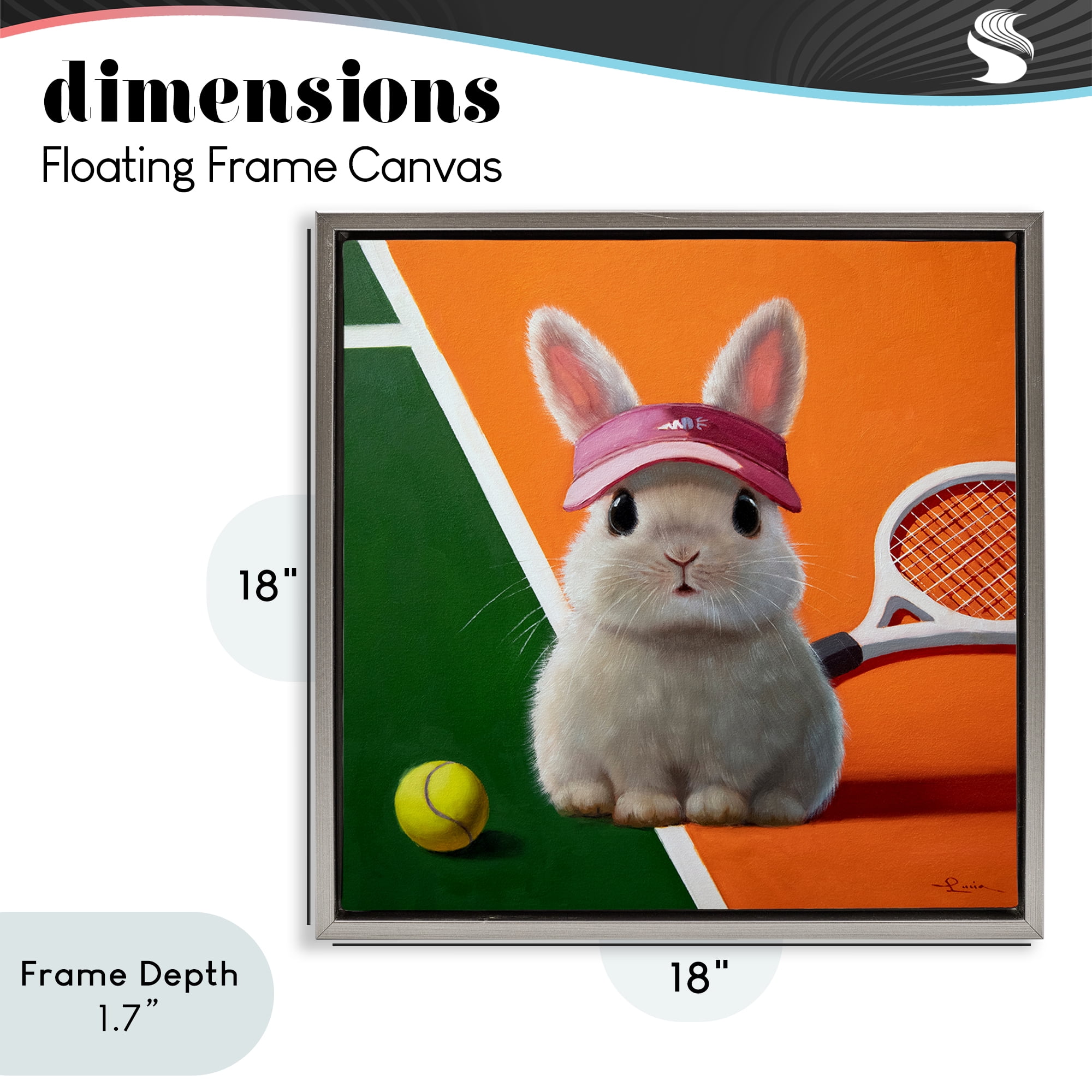 Stupell Industries Match Ready Tennis Bunny Gray Framed Floater Canvas Wall Art, design by Lucia Heffernan
