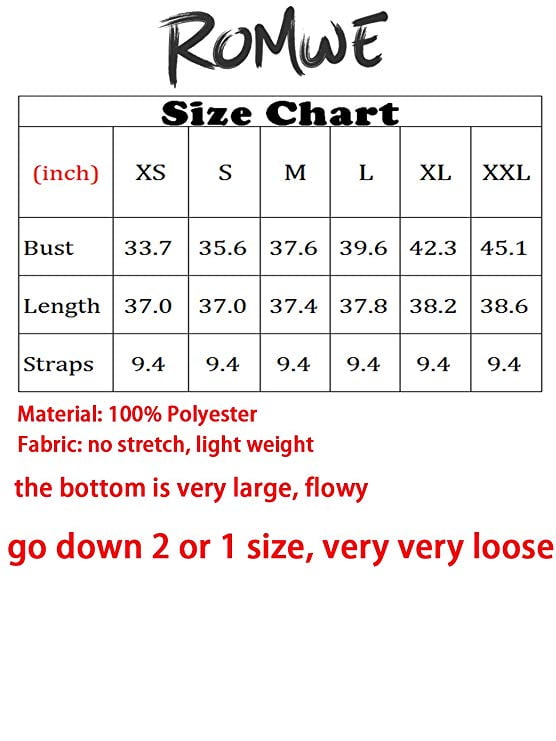 Romwe Size Chart